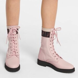 Fendi Light Pink Combat Boots